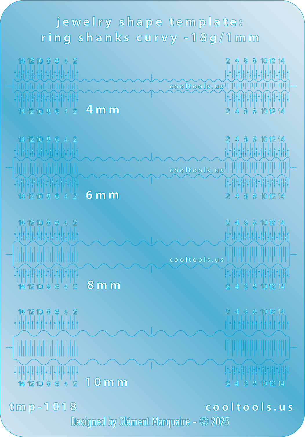 blue plastic Ring Shank Template - Curvy