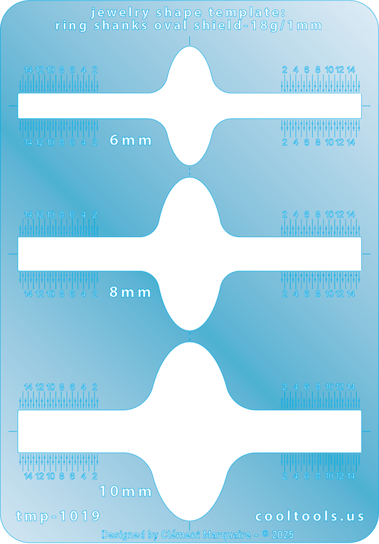 blue plastic Ring Shank Template - Oval Shield