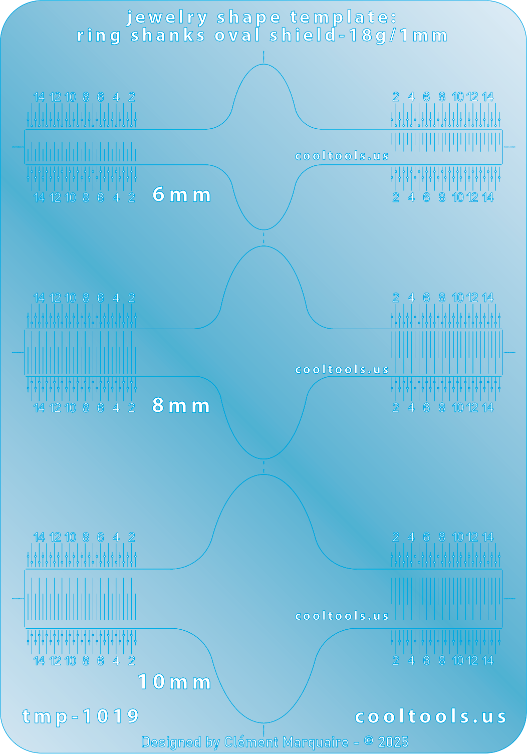 blue plastic Ring Shank Template - Oval Shield