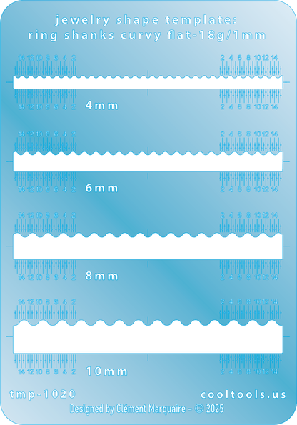blue plastic Ring Shank Template - Curvy flat