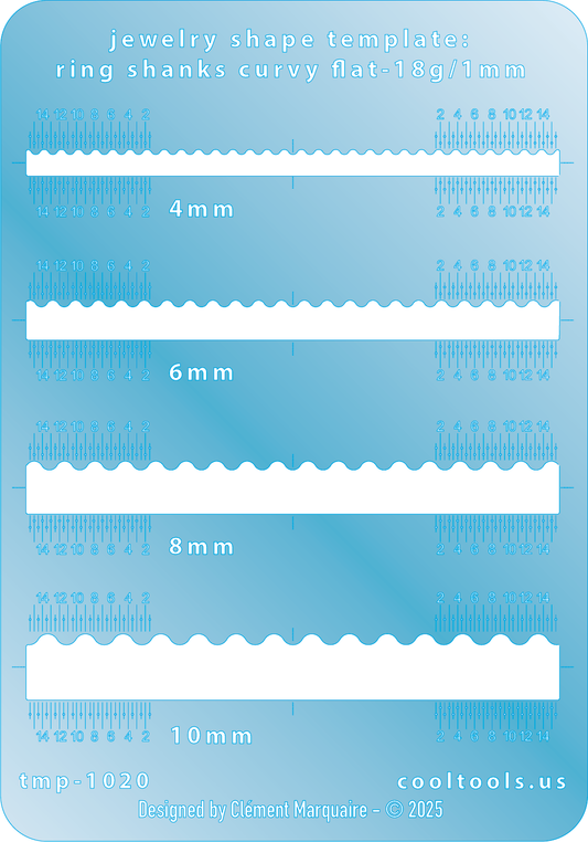 blue plastic Ring Shank Template - Curvy flat