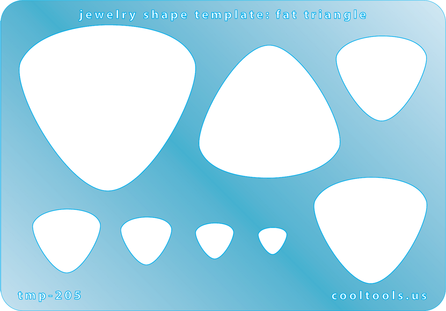 plastic Jewelry shape template with fat triangle design on a blue background