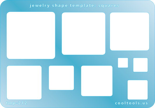 plastic Jewelry shape template with squares on a blue background