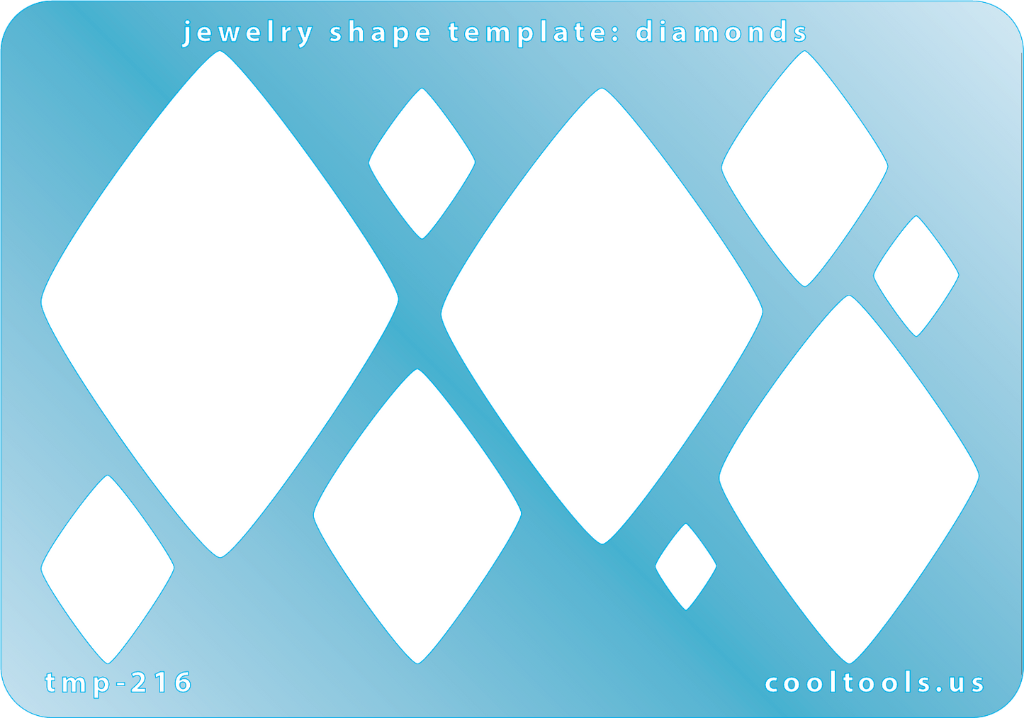 plastic Jewelry shape template for diamonds with a blue background