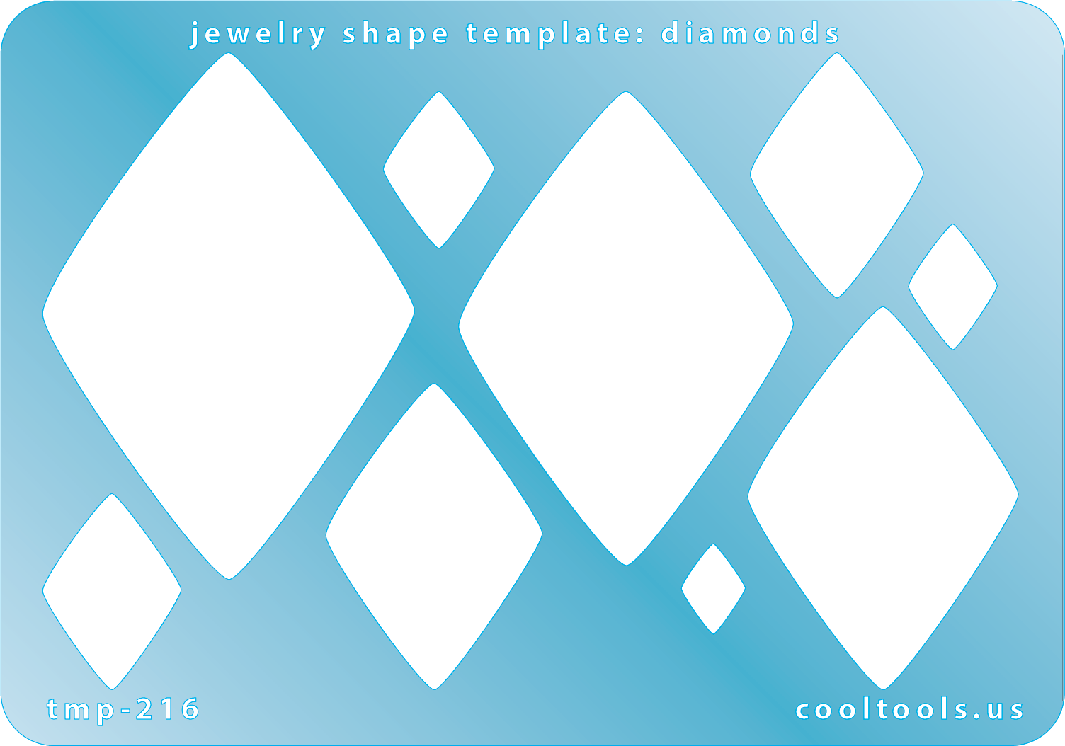 plastic Jewelry shape template for diamonds with a blue background