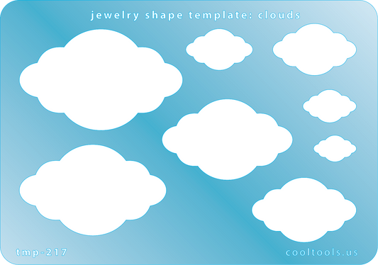 plastic Cloud-shaped jewelry templates on a blue background with 'cooltools.us' branding.