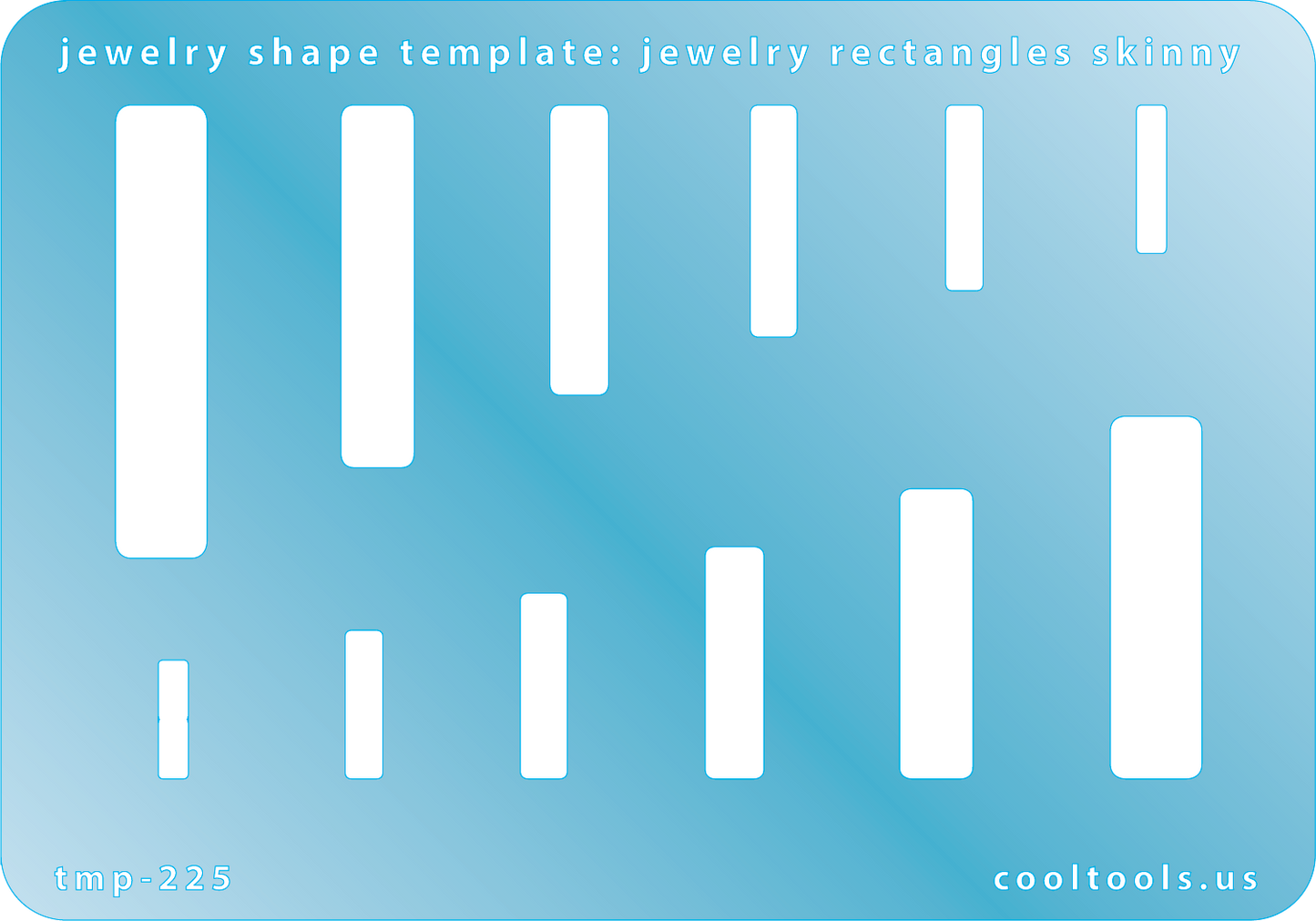 plastic Jewelry shape template with skinny rectangles on a blue background