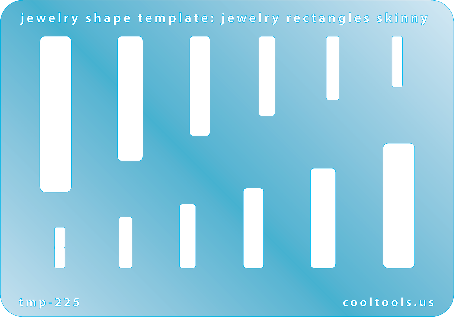 plastic Jewelry shape template with skinny rectangles on a blue background