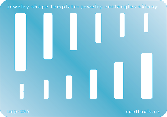 plastic Jewelry shape template with skinny rectangles on a blue background