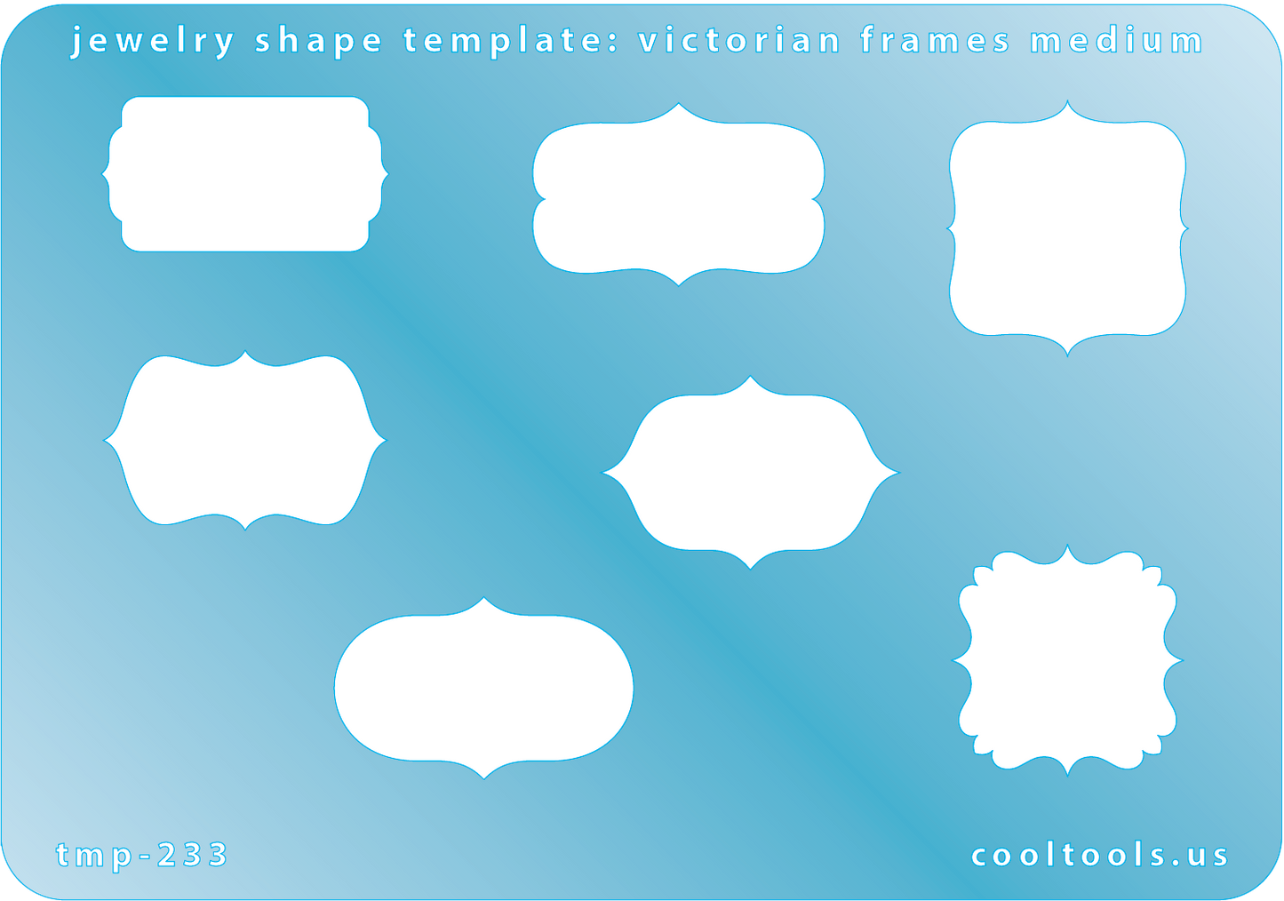 blue plastic Jewelry Shape Template - Victorian Frames Medium