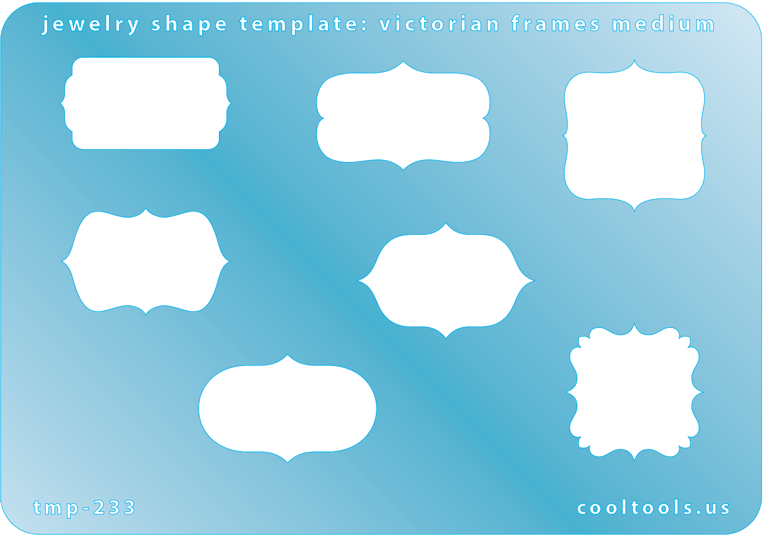 blue plastic Jewelry Shape Template - Victorian Frames Medium