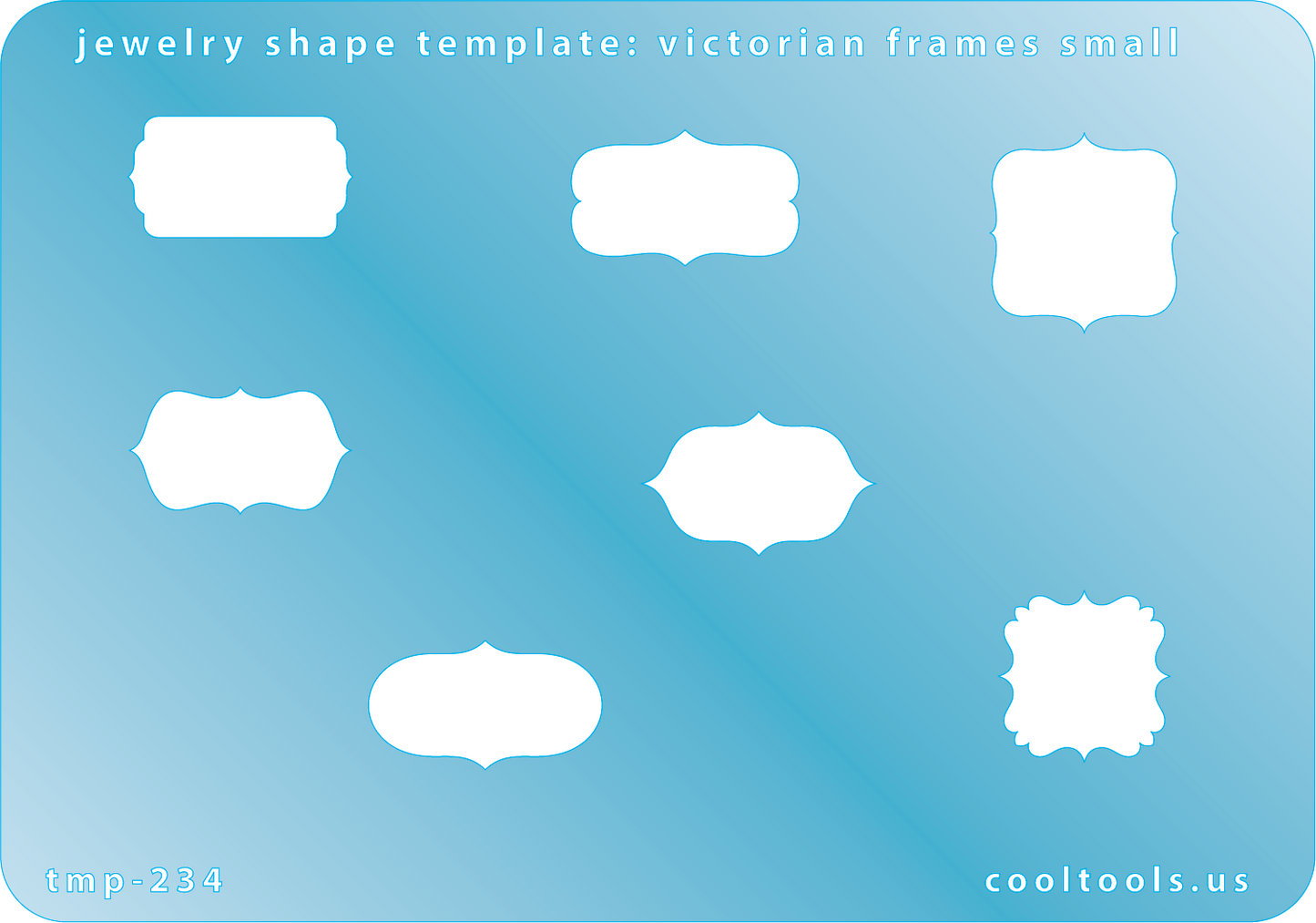 blue plastic Jewelry Shape Template - Victorian Frames Small