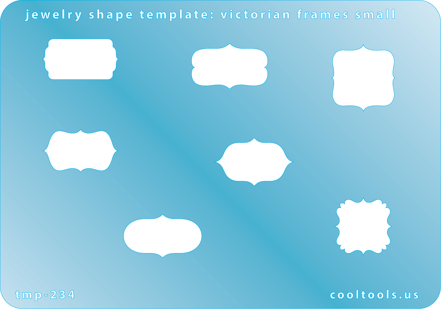 blue plastic Jewelry Shape Template - Victorian Frames Small