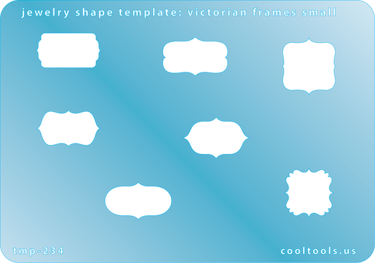 blue plastic Jewelry Shape Template - Victorian Frames Small