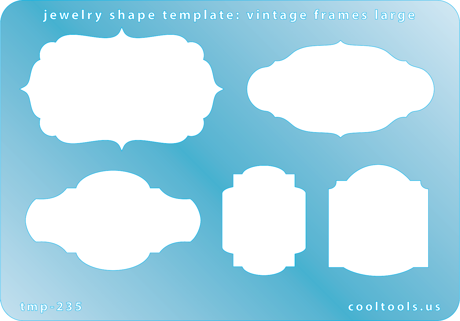 blue plastic Jewelry Shape Template - Vintage Frames Large