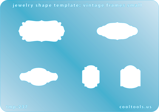 blue plastic Jewelry Shape Template - Vintage Frames Small