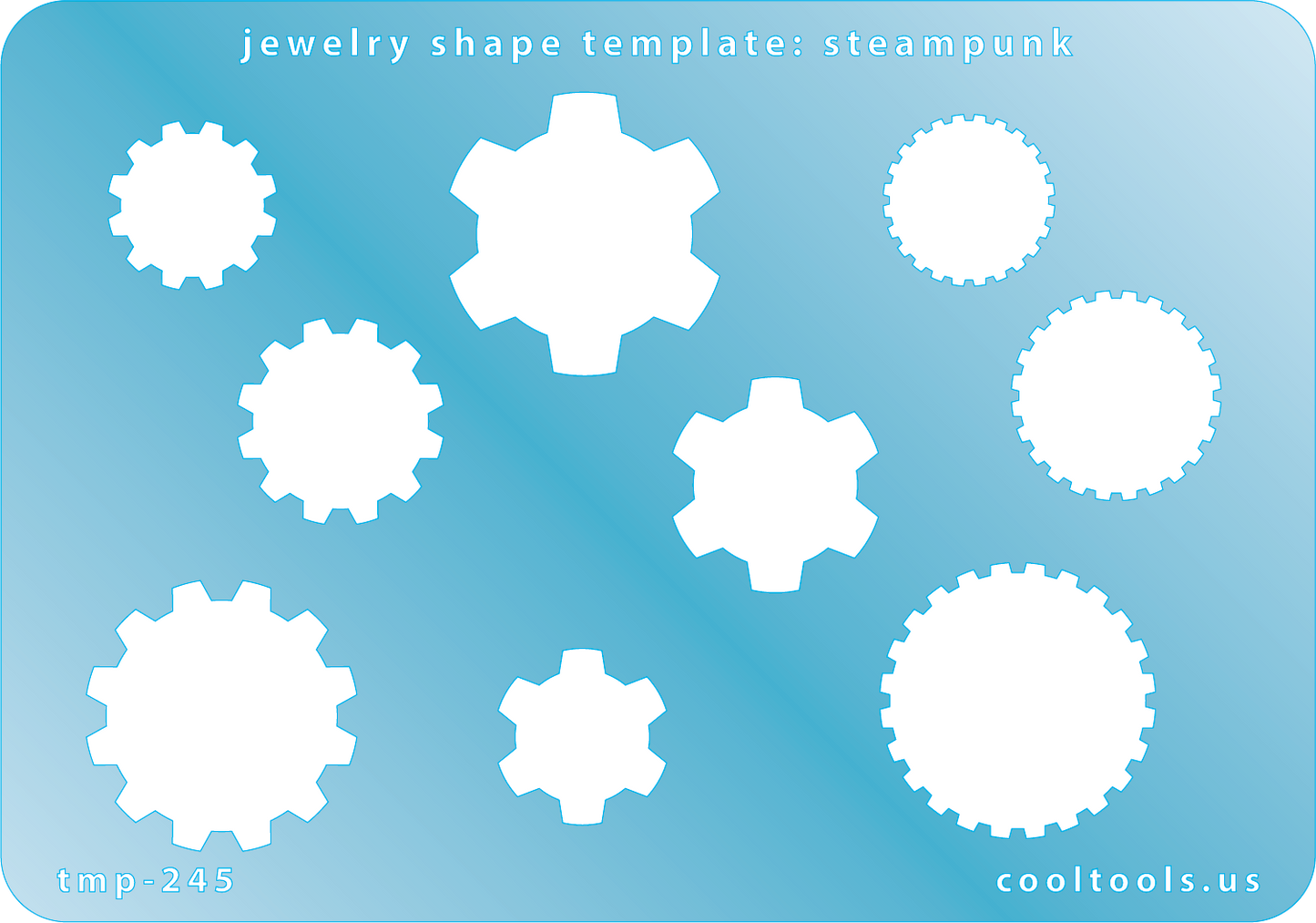 plastic Jewelry shape template with steampunk design on a blue background