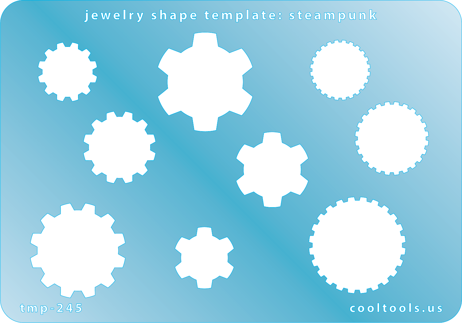 plastic Jewelry shape template with steampunk design on a blue background
