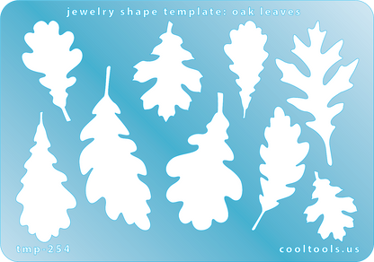 plastic Jewelry shape template with oak leaves on a blue background