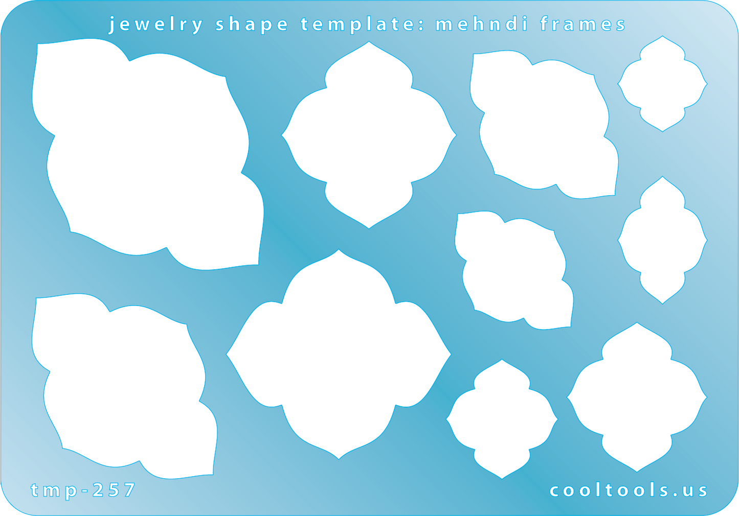 plastic Jewelry shape template with mehndi frames on a blue background
