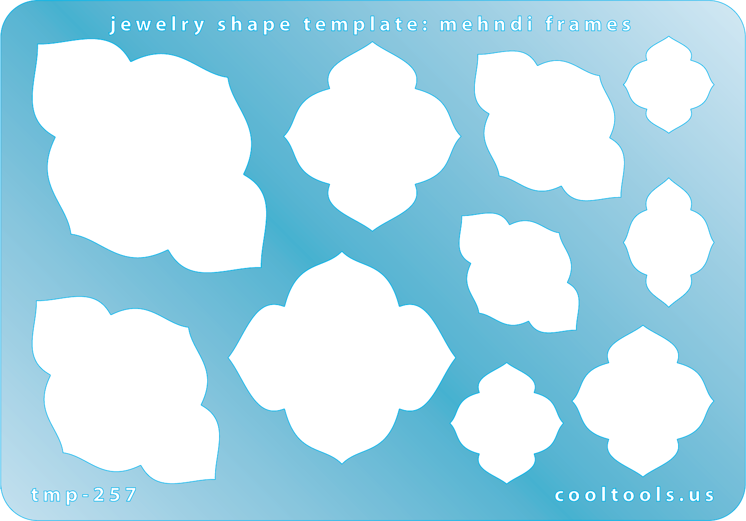 plastic Jewelry shape template with mehndi frames on a blue background