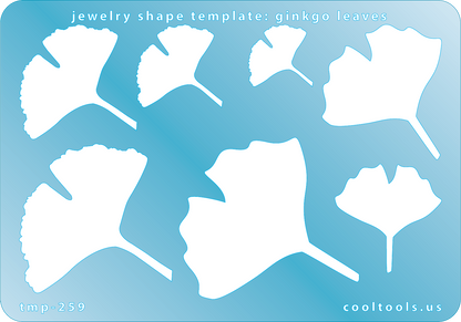 plastic Jewelry shape template with ginkgo leaves on a blue background