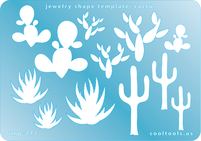 blue plastic Jewelry Shape Template - Cactus

Our special surface makes it easy to find these templates on your workbench, but allows clarity for positioning.

View the videos below for ideas on how our templates can be used. Utilize the graduated sizes and different shapes to make endless design variations.

Use our Ultra Clay Pick for best results!

Includes 12 cactus shapes, 4 different styles. Sizes are from 18mm to 44mm.

&nbsp;Made in the USA