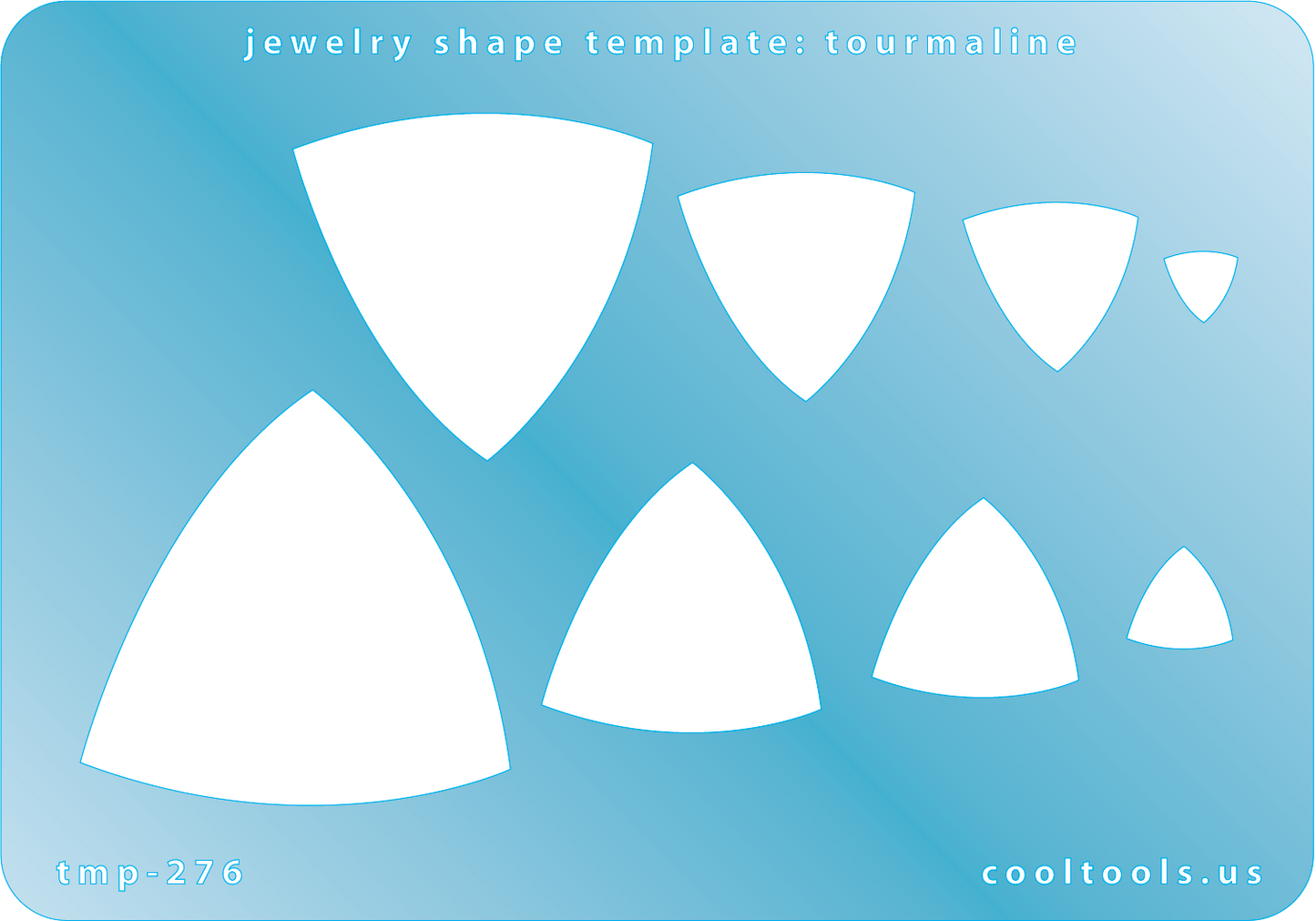 Blue plastic Jewelry Shape Template - Tourmaline Our special surface makes it easy to find these templates on your workbench, but allows clarity for positioning. Includes 8 hexagon shapes. Sizes are from 7mm to 41mm.