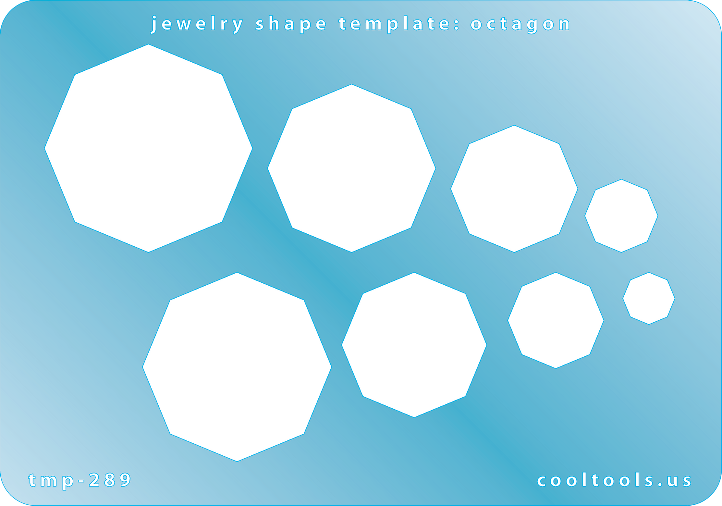 plastic Jewelry shape template with octagon shapes on a blue background