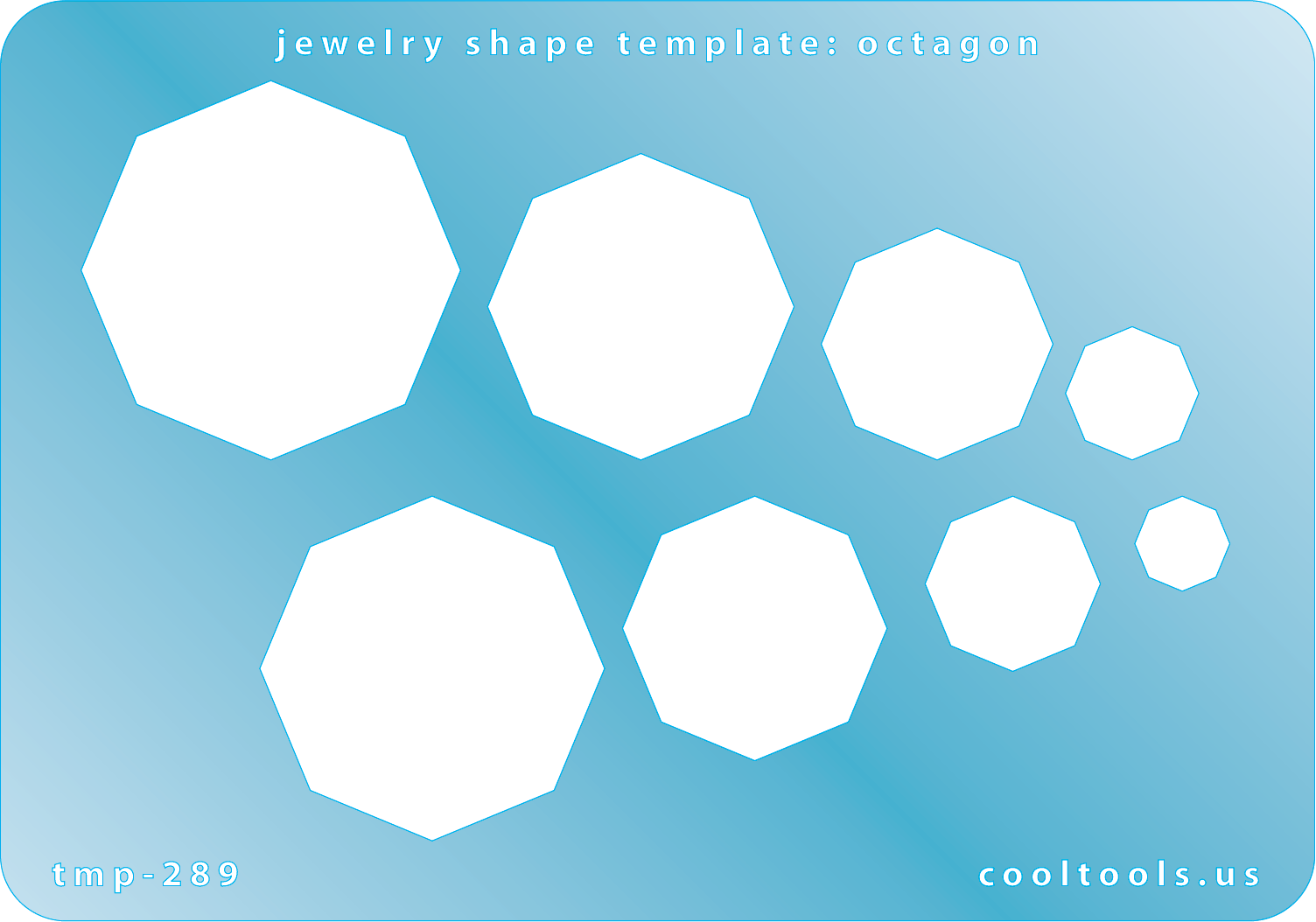 plastic Jewelry shape template with octagon shapes on a blue background