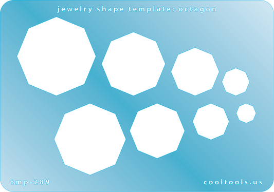 plastic Jewelry shape template with octagon shapes on a blue background