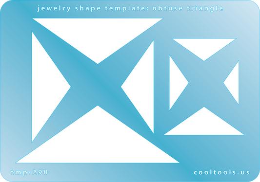 plastic Jewelry shape template for obtuse triangle on a blue background with 'cooltools.us' branding.