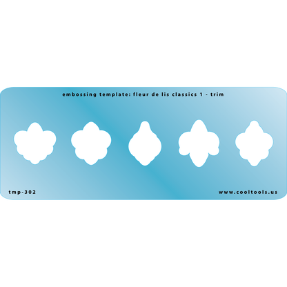 Blue Plastic Embossing Template - Fleur de Lis Classics 1 - Trim