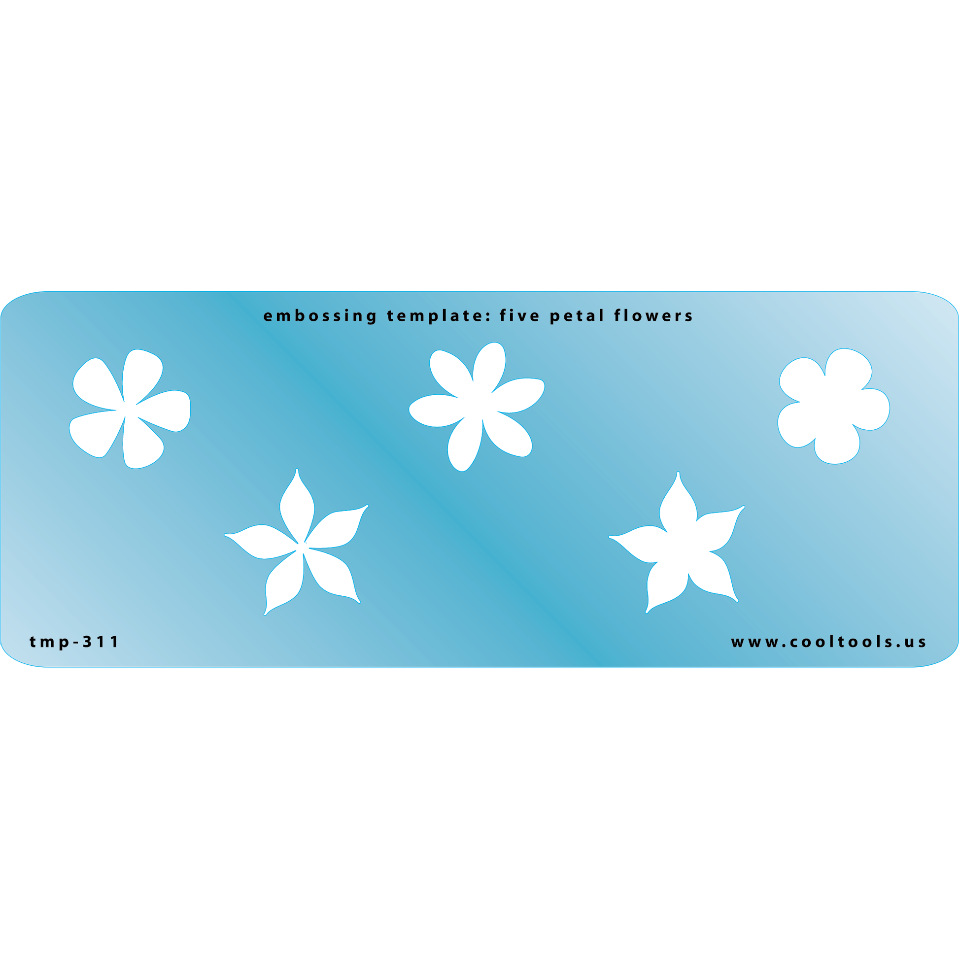 Blue Plastic Embossing Template - Five Petal Flowers