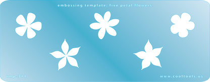Blue Plastic Embossing Template - Five Petal Flowers