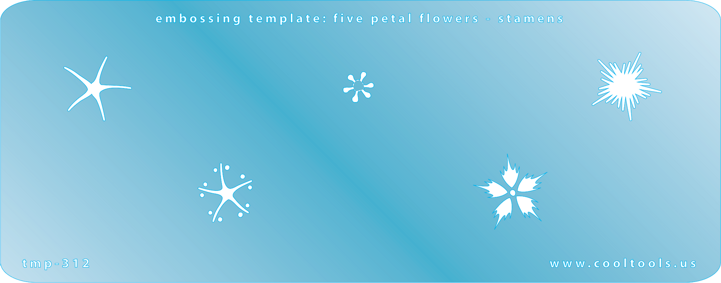 Blue Plastic Embossing Template - Five Petal Flowers - Stamens