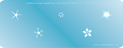 Blue Plastic Embossing Template - Five Petal Flowers - Stamens