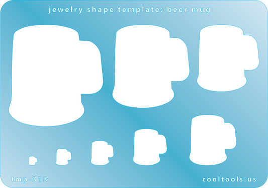 Blue plastic Jewelry Shape Template - Beer Mug Our special surface makes it easy to find these templates on your workbench, but allows clarity for positioning. Includes 8 shapes. Sizes are from 4mm to 48mm tall.