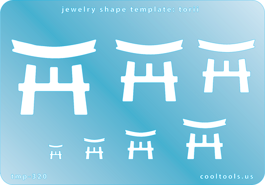Blue plastic Jewelry Shape Template - Torii Our special surface makes it easy to find these templates on your workbench, but allows clarity for positioning. Includes 7 shapes. Sizes are from 6.5mm to 35mm tall.