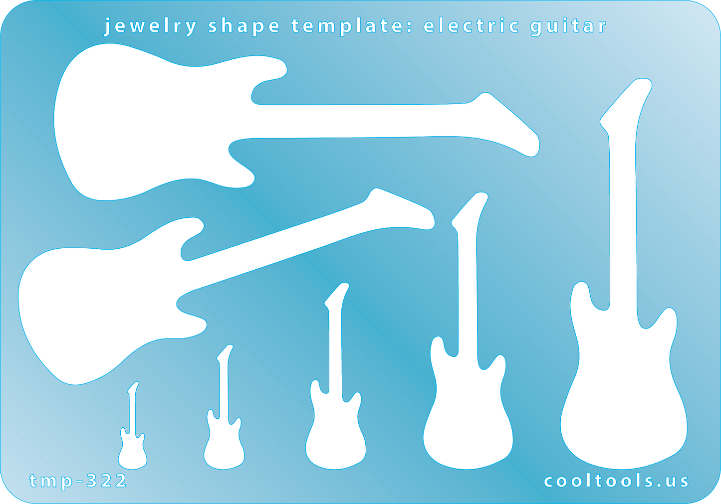 Blue plastic Jewelry Shape Template - Electric Guitar Our special surface makes it easy to find these templates on your workbench, but allows clarity for positioning. Includes 7 shapes. Sizes are from 15mm to 85mm tall.