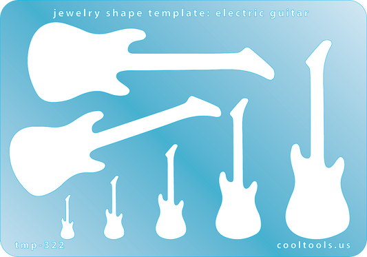 Blue plastic Jewelry Shape Template - Electric Guitar Our special surface makes it easy to find these templates on your workbench, but allows clarity for positioning. Includes 7 shapes. Sizes are from 15mm to 85mm tall.