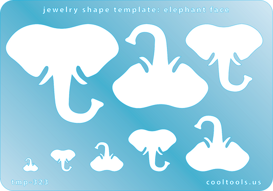  Blue plastic Jewelry Shape Template - Elephant Face Our special surface makes it easy to find these templates on your workbench, but allows clarity for positioning. Includes 8 shapes. Sizes are from 6mm to 46mm tall.