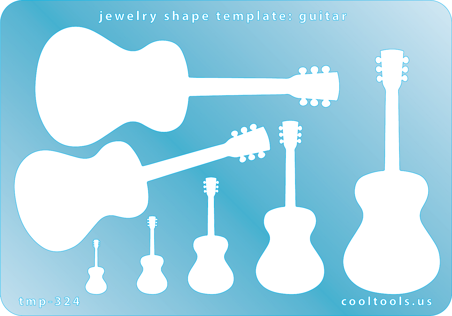 Blue plastic Jewelry Shape Template - Guitar Our special surface makes it easy to find these templates on your workbench, but allows clarity for positioning. Includes 7 shapes. Sizes are from 15mm to 85.5mm tall.