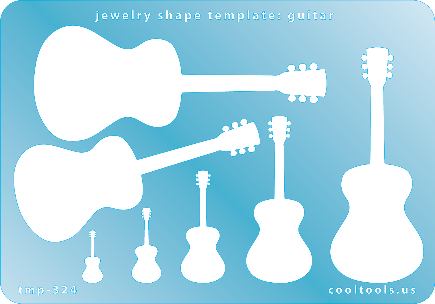 Blue plastic Jewelry Shape Template - Guitar Our special surface makes it easy to find these templates on your workbench, but allows clarity for positioning. Includes 7 shapes. Sizes are from 15mm to 85.5mm tall.
