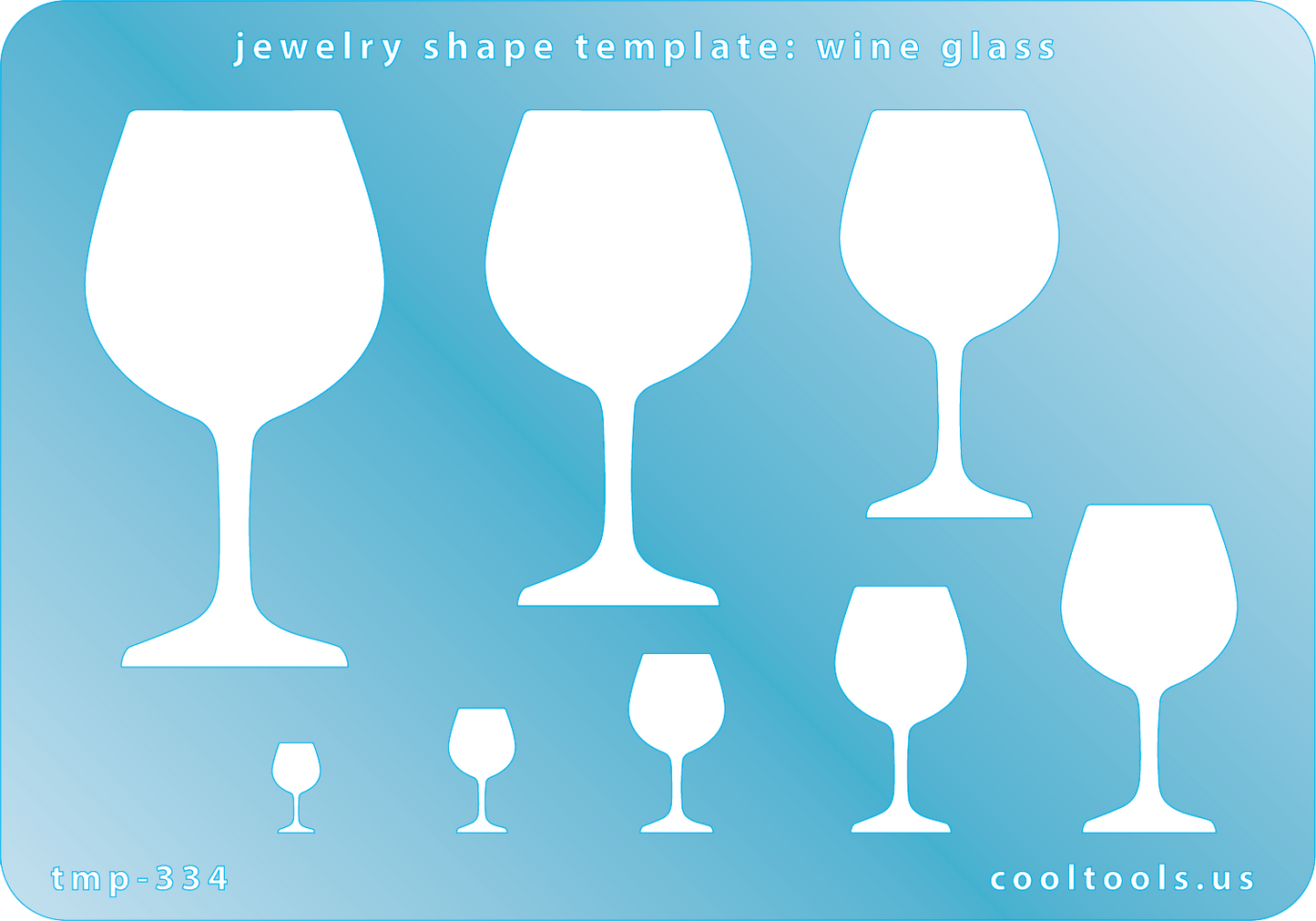 Blue plastic Jewelry Shape Template - Wine Glass Our special surface makes it easy to find these templates on your workbench, but allows clarity for positioning. Includes 8 shapes. Sizes are from 8.5mm to 53.5mm.