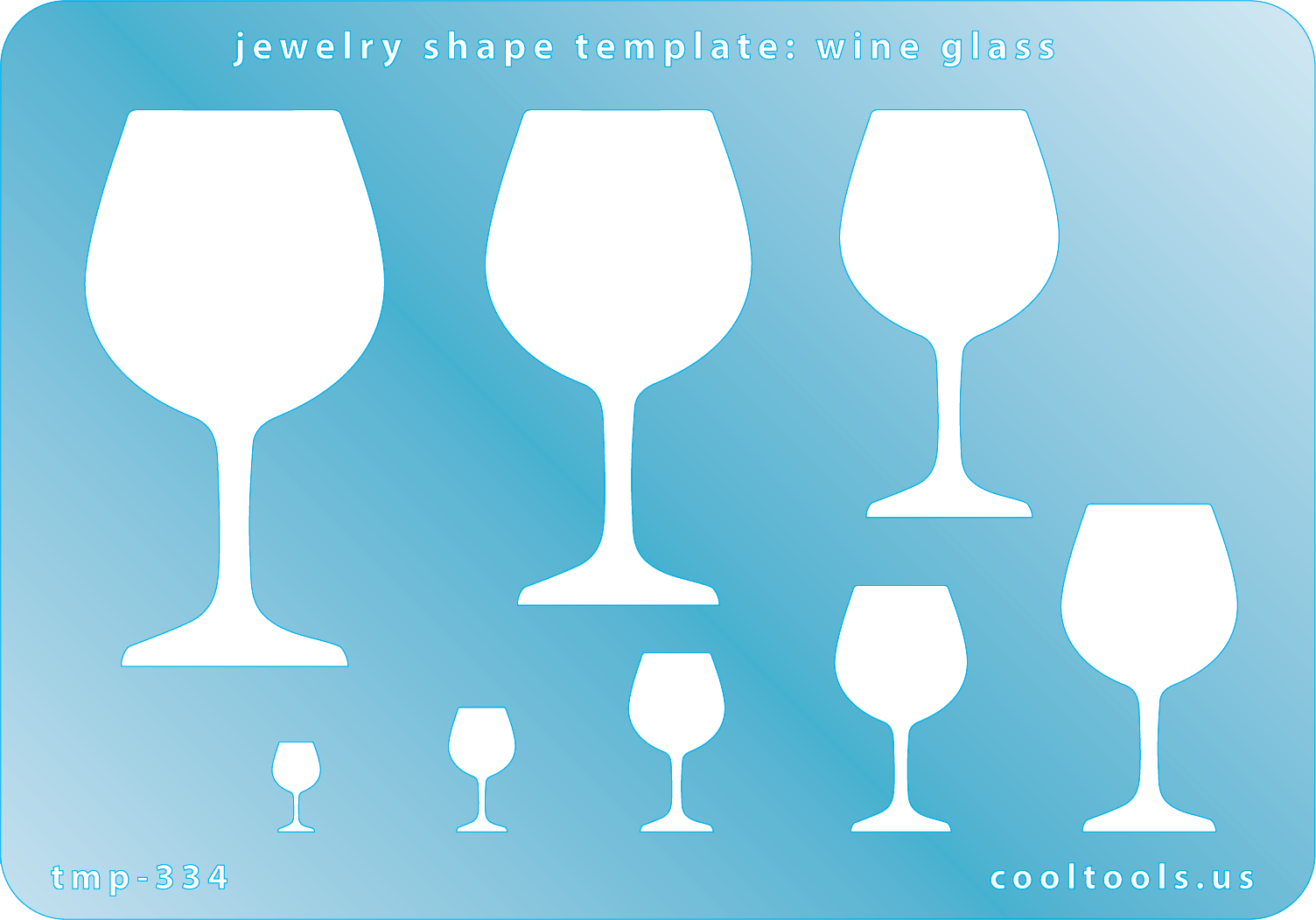 Blue plastic Jewelry Shape Template - Wine Glass Our special surface makes it easy to find these templates on your workbench, but allows clarity for positioning. Includes 8 shapes. Sizes are from 8.5mm to 53.5mm.