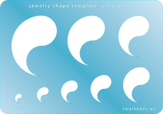 Blue plastic Jewelry Shape Template - Yin & Yang Our special surface makes it easy to find these templates on your workbench, but allows clarity for positioning. Includes 8 shapes. Sizes are from 7.5mm to 47.5mm.