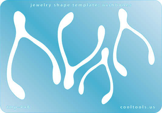 Jewelry Shape Template - Wishbones 4 wishbone shapes. Sizes are from 42.5mm to 70mm  Our special surface makes it easy to find these templates on your workbench, but allows clarity for positioning.