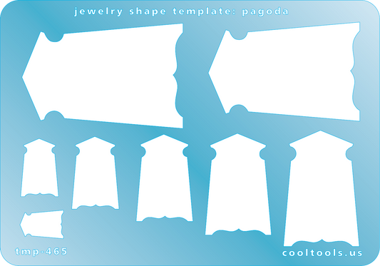 Blue plastic Jewelry Shape Template - Pagoda Our special surface makes it easy to find these templates on your workbench, but allows clarity for positioning.