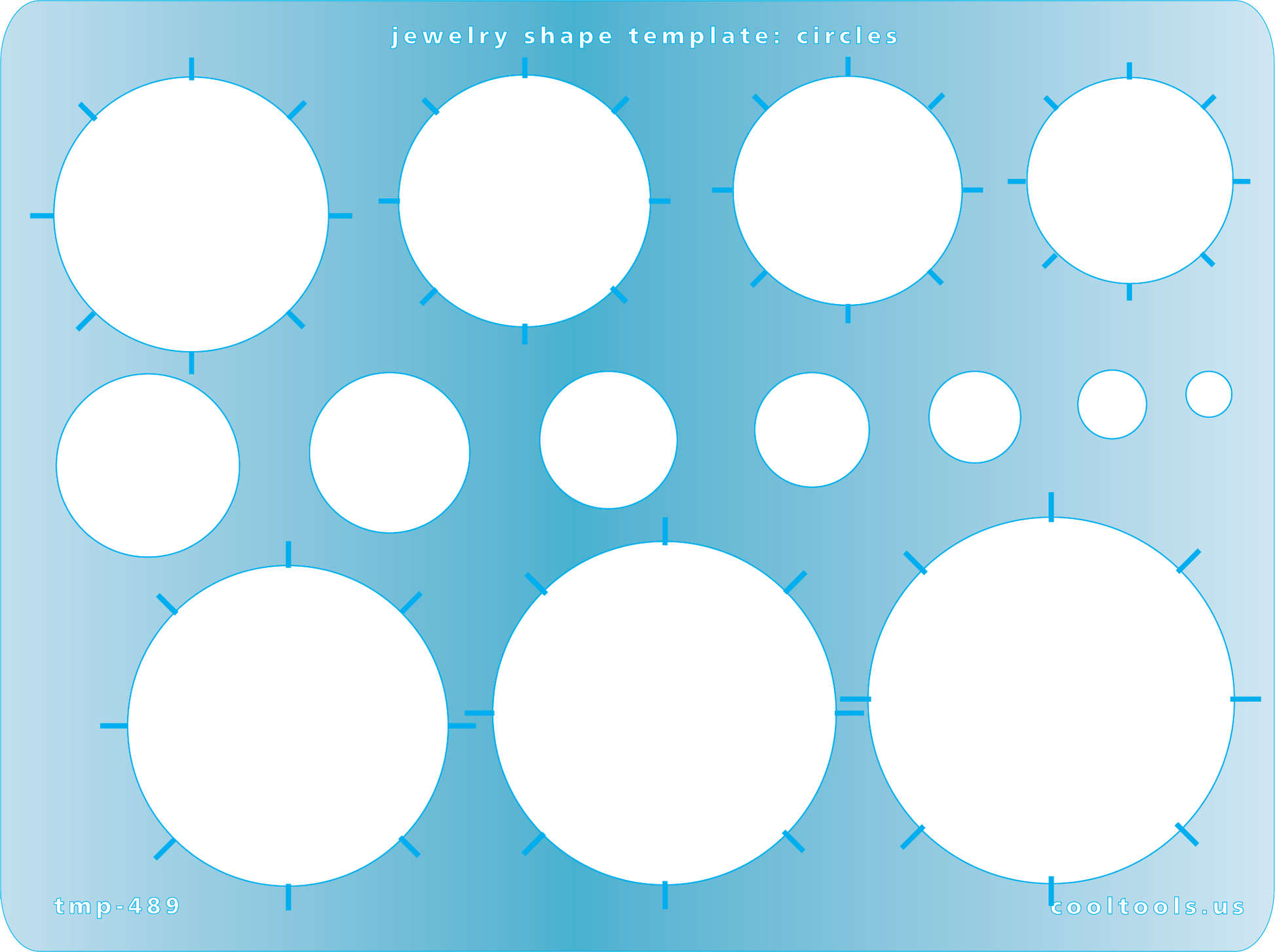 blue plastic Jewelry Shape Template - Circle


Our special surface makes it easy to find these templates on your workbench, but allows clarity for positioning. This circle template features notches around the larger circles so you know the exact half, fourth and eighth points of the shape.&nbsp;

Use our Ultra Clay Pick for best results!

Includes 14 circle shapes. Sizes are from 6mm to 50mm.